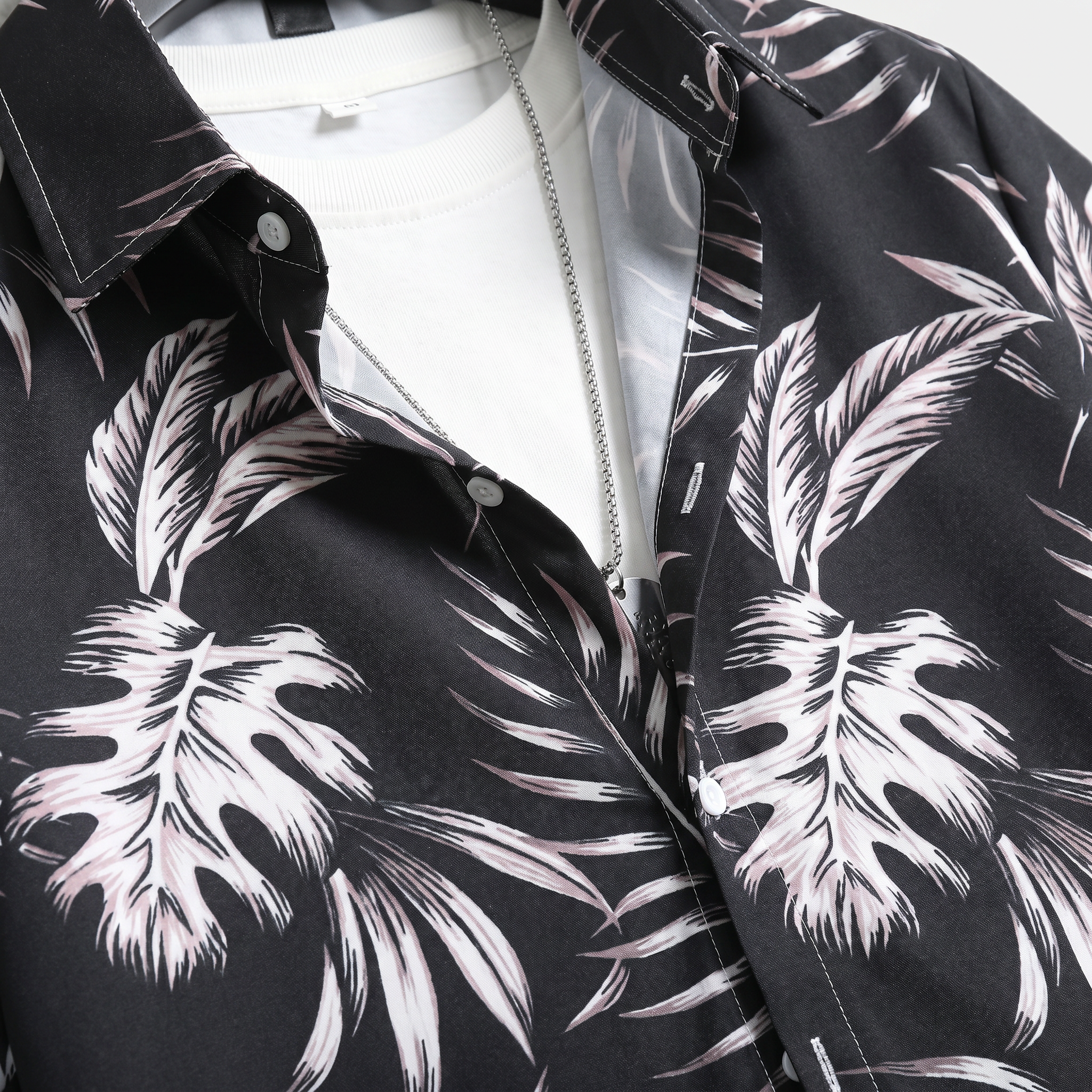 Men's Relaxed Two-Piece Set with Floral Cuban Collar Shirt