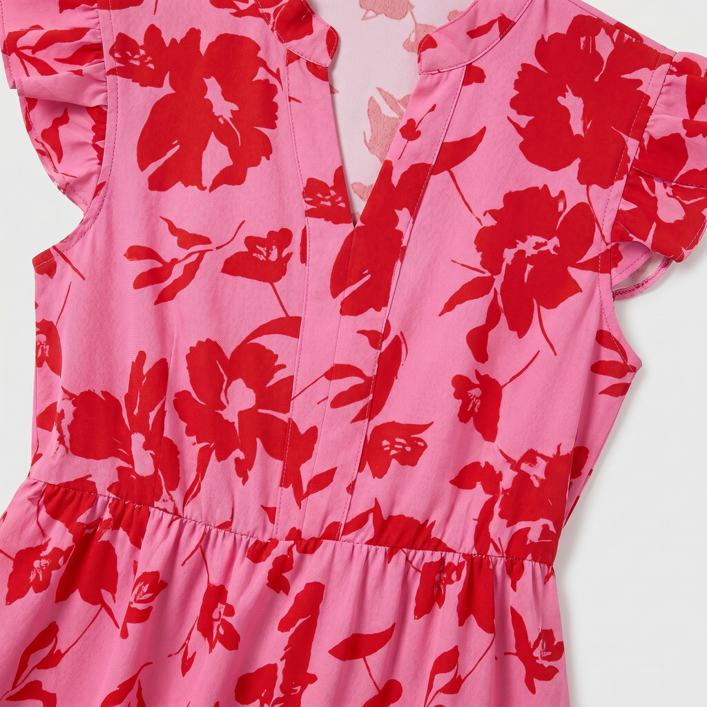 Women's Floral Mini Dress with Puff Sleeves