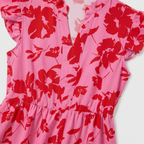 Women's Floral Mini Dress with Puff Sleeves