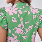 Women's Floral Mini Dress with Puff Sleeves