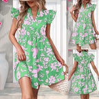 Women's Floral Mini Dress with Puff Sleeves