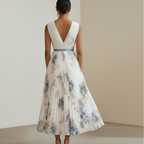Women's Floral Maxi Dress with Deep V-Neck