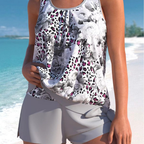 Women's Floral Tankini Swimwear with Side-Tie Top