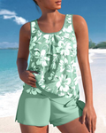 Women's Floral Tankini Swimwear with Side-Tie Top