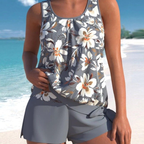 Women's Floral Tankini Swimwear with Side-Tie Top
