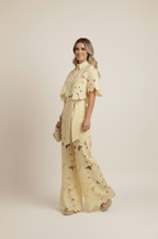 Women's Floral Two-Piece Set with Crop Top and Pants