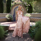 Women's Flowing Chiffon Maxi Dress with Halter V-Neck