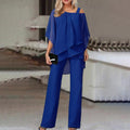 Women's Flowing Co-Ord Set with Cold-Shoulder Top