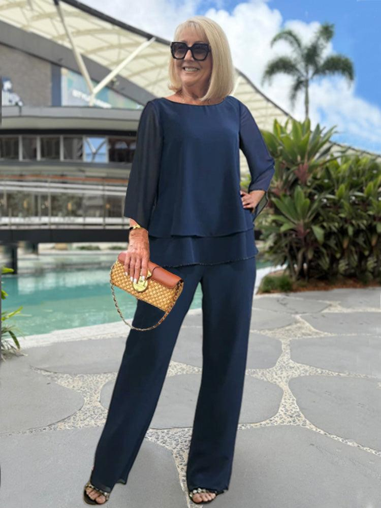 Women's Flowing Co-Ord Set with Cold-Shoulder Top