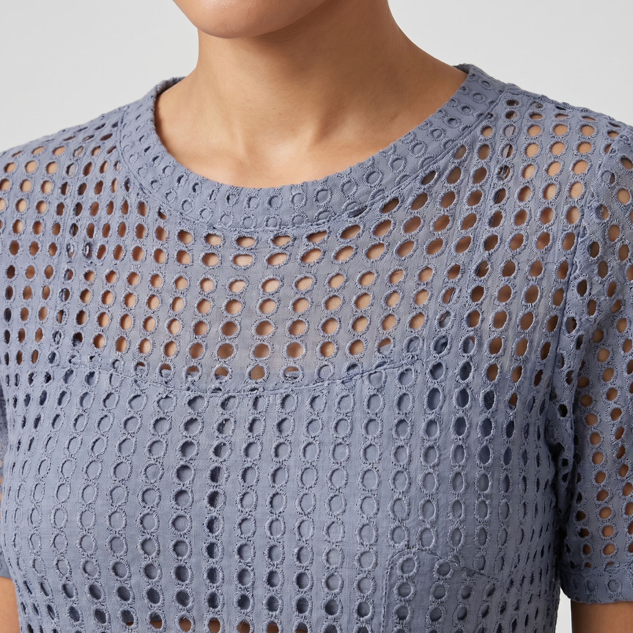 Women's Open-Knit Maxi Dress with Short Sleeves