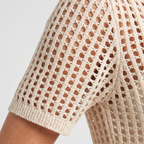 Women's Open-Knit Maxi Dress with Short Sleeves