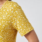 Women's Abstract Print Knit Mini Dress with Round Neck and Empire Waist