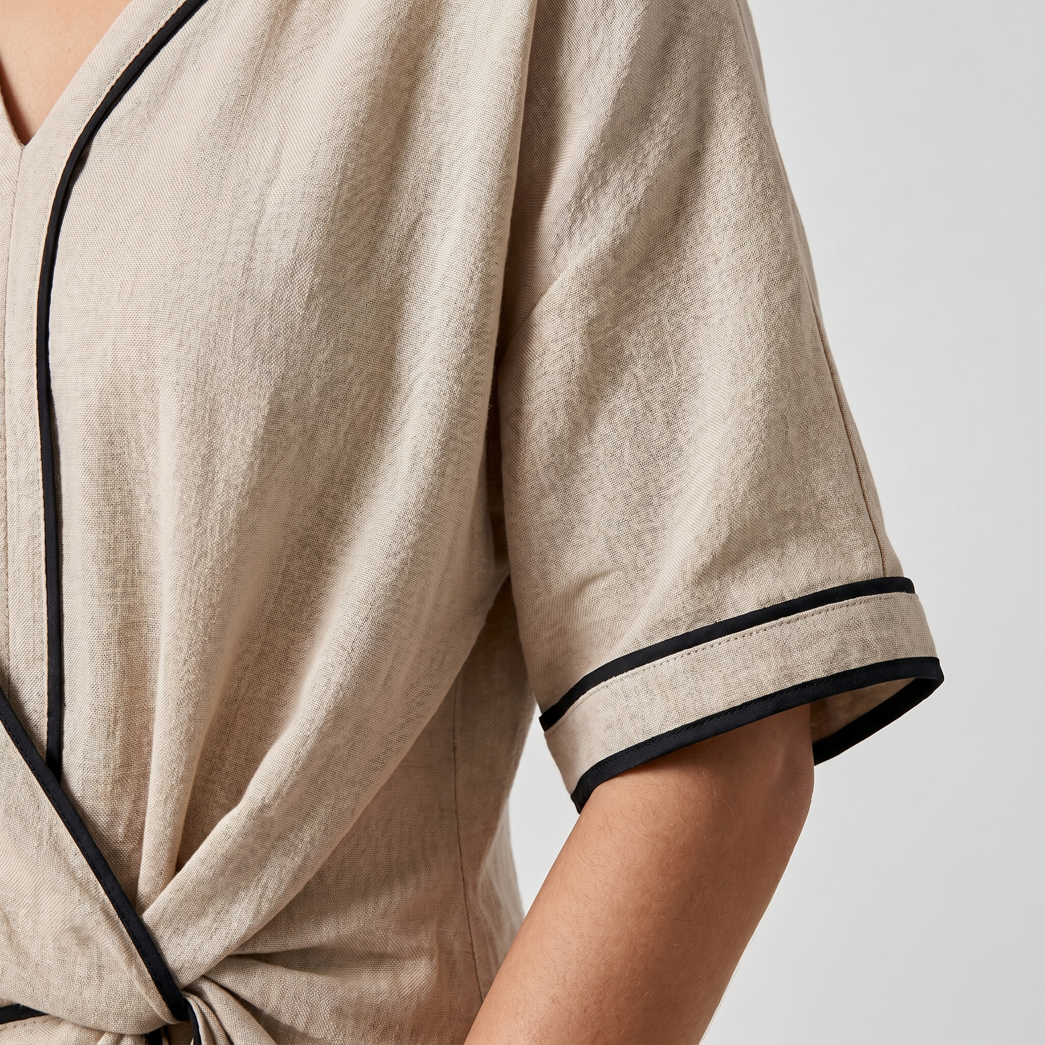 Women's Linen Maxi Dress with Twist Front Detail