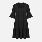 Women's Flowing Midi Dress with Leopard Print V-Neck