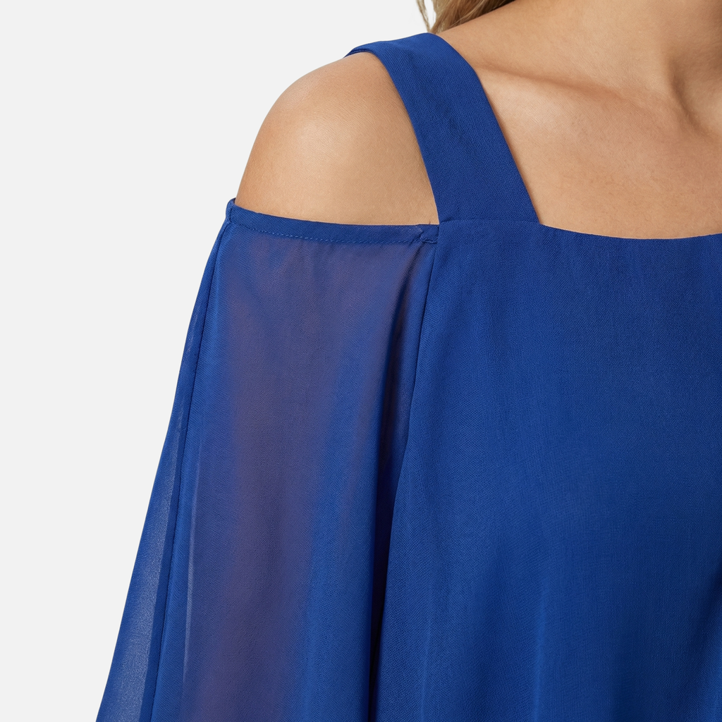 Women's Flowing Co-Ord Set with Cold-Shoulder Top