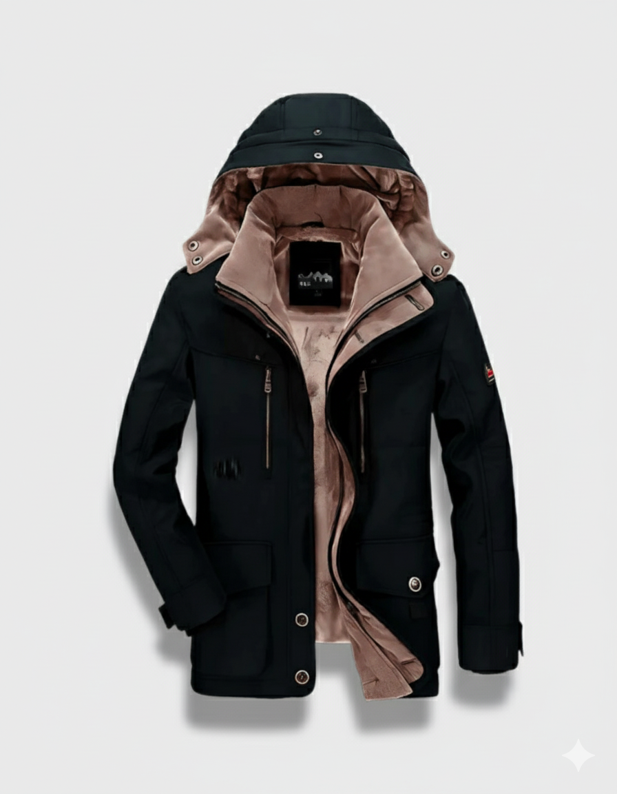 Men's Thick Hooded Winter Coat with Deep Pockets