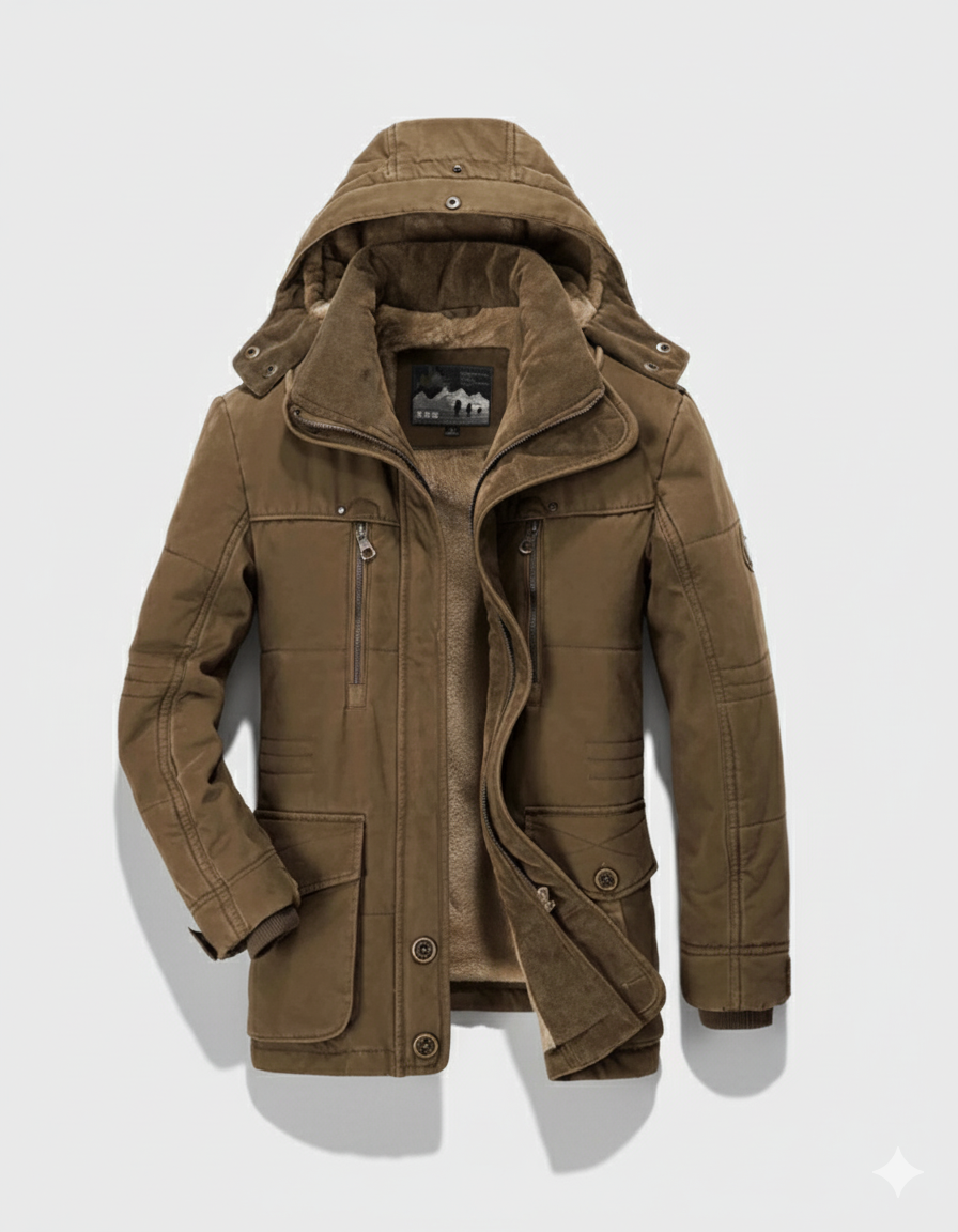 Men's Thick Hooded Winter Coat with Deep Pockets