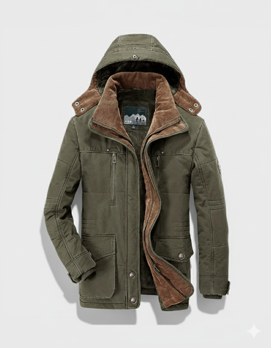 Men's Thick Hooded Winter Coat with Deep Pockets