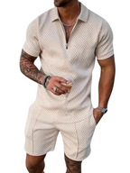 Men's Relaxed Knit Set with Half-Zip Polo