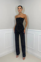 Women's Glitter Top and High-Waist Trouser Set