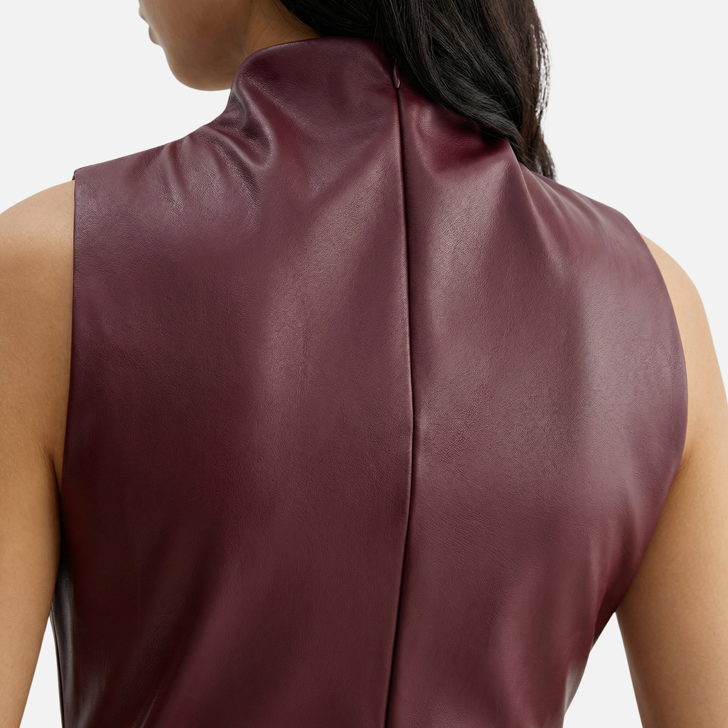 Women's High-Neck Sleeveless Tank Top with Asymmetrical Draped Cut