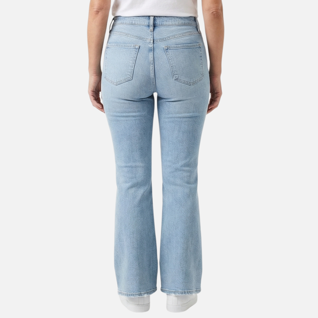 Women's High Waisted Flared Denim Jeans with Five-Pocket Styling