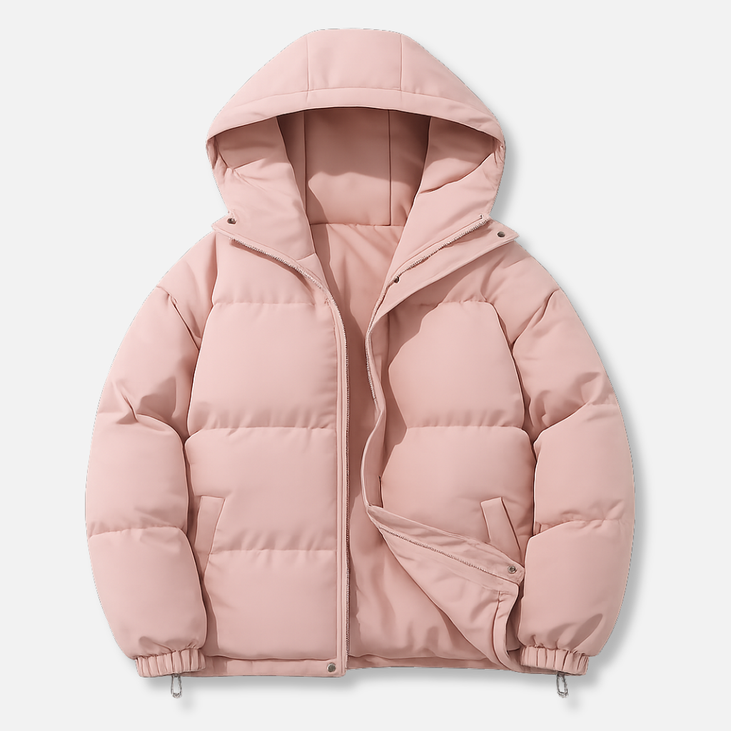 Women's Insulated Hooded Padded Jacket with Zip Closure