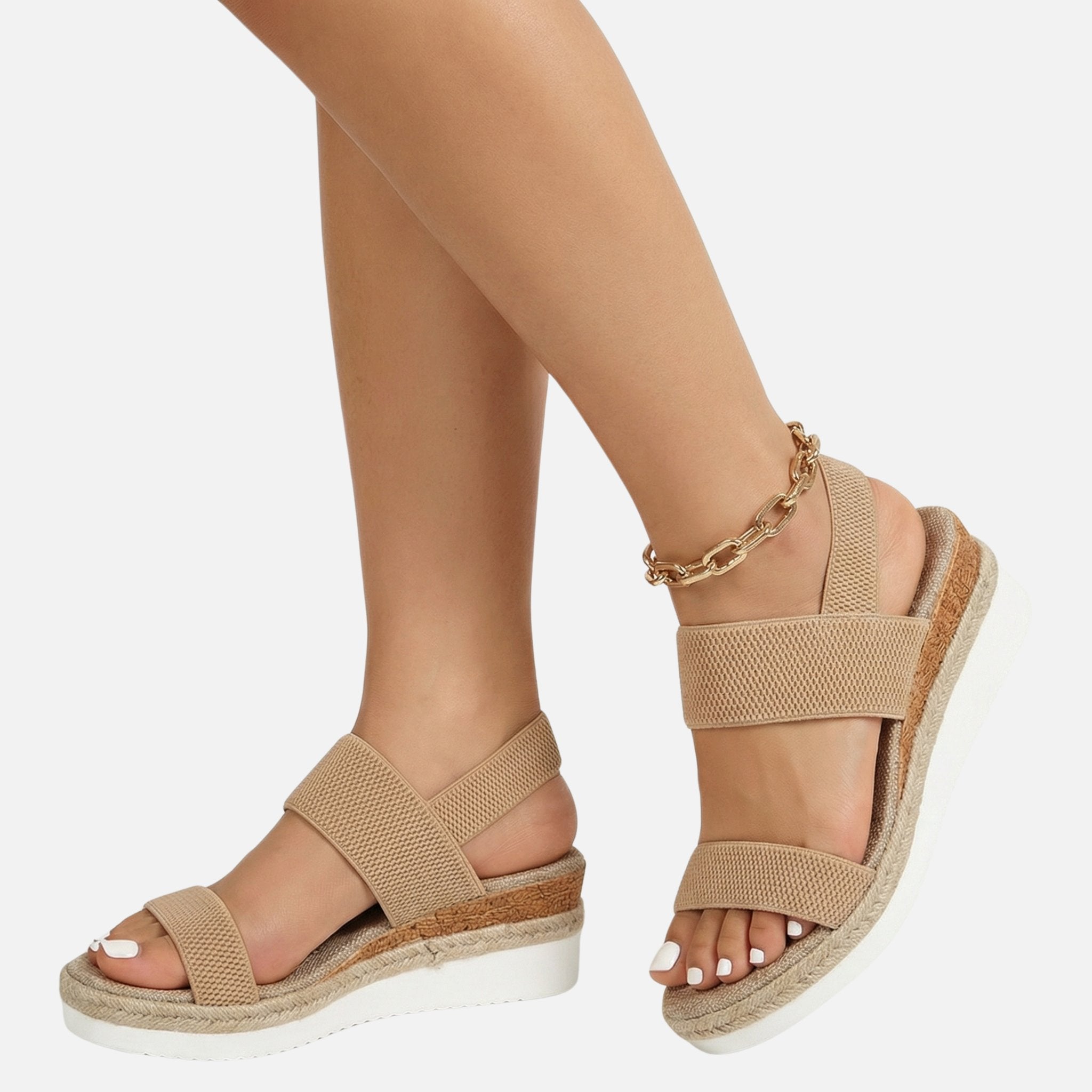 Women's Platform Sandals with Jute Espadrille Detail