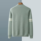 Men's Knit Casual Cardigan with Contrast Sleeve Stripes
