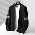 Men's Knit Casual Cardigan with Contrast Sleeve Stripes
