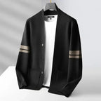 Men's Knit Casual Cardigan with Contrast Sleeve Stripes