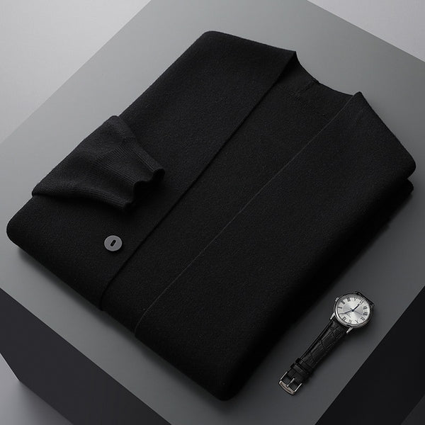 Men's Knit Casual Cardigan with Contrast Sleeve Stripes