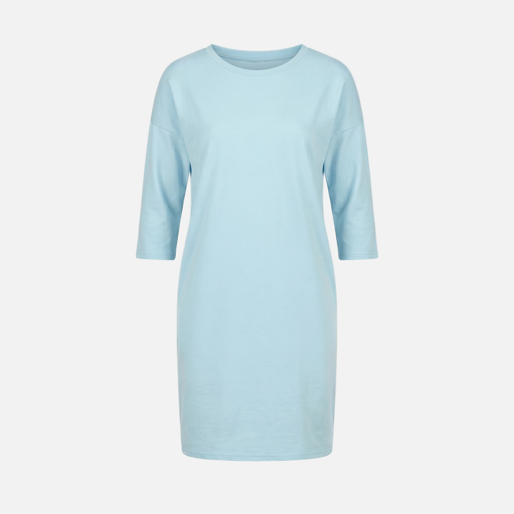 Women's Relaxed Knit Mini Dress with Three-Quarter Sleeves