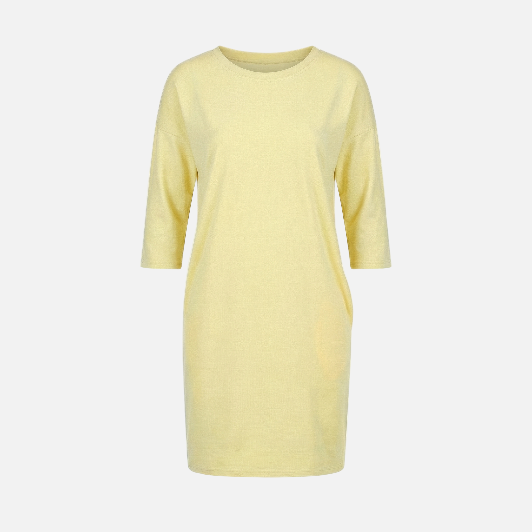 Women's Relaxed Knit Mini Dress with Three-Quarter Sleeves