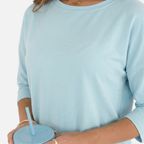 Women's Relaxed Knit Mini Dress with Three-Quarter Sleeves
