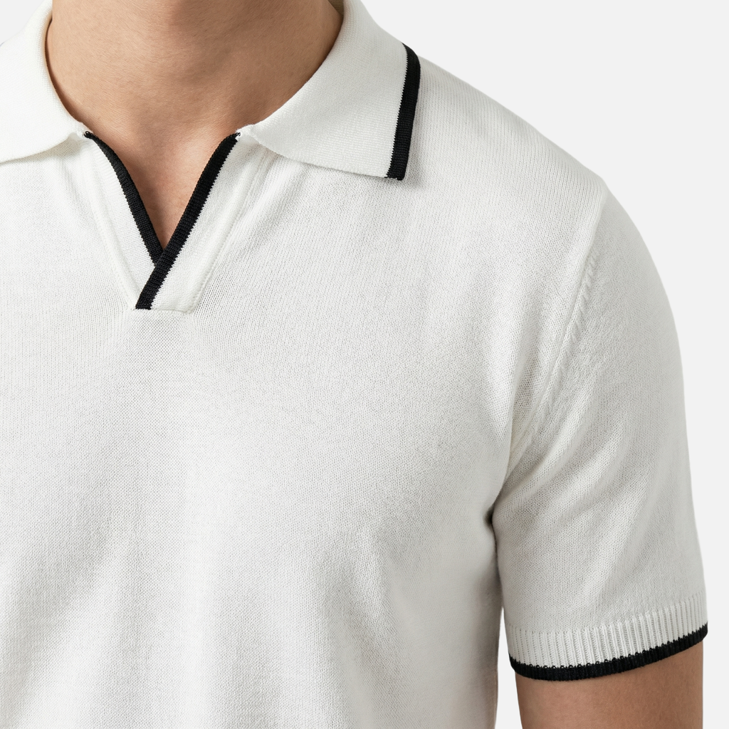 Men's Knit Polo Shirt with V-Neck Placket