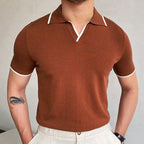 Men's Knit Polo Shirt with V-Neck Placket
