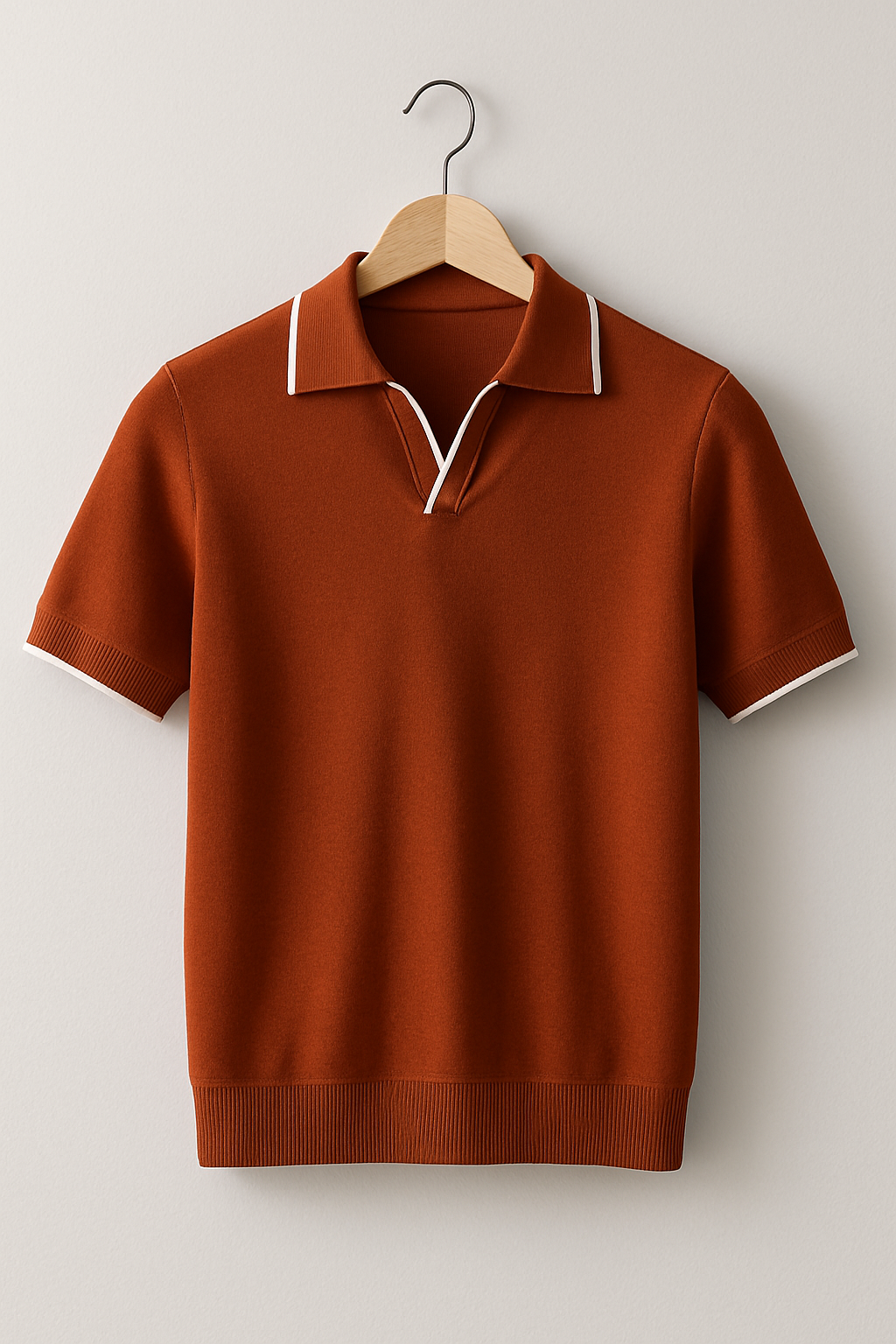 Men's Knit Polo Shirt with V-Neck Placket