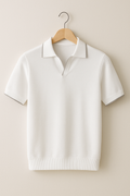 Men's Knit Polo Shirt with V-Neck Placket