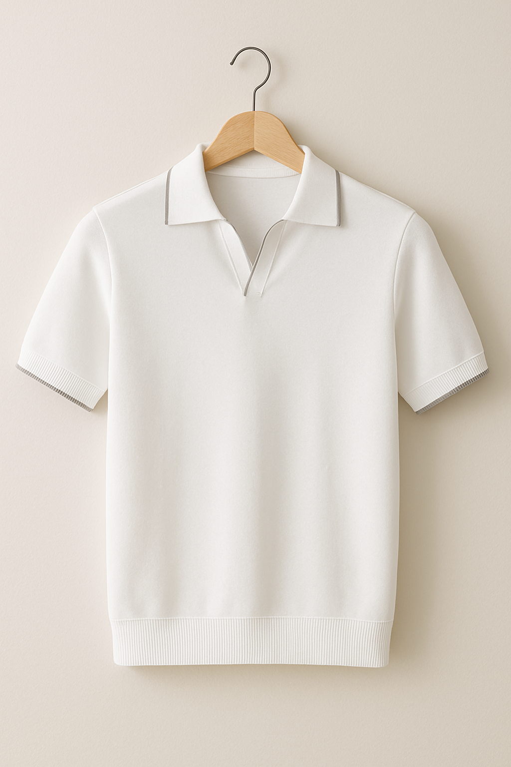 Men's Knit Polo Shirt with V-Neck Placket