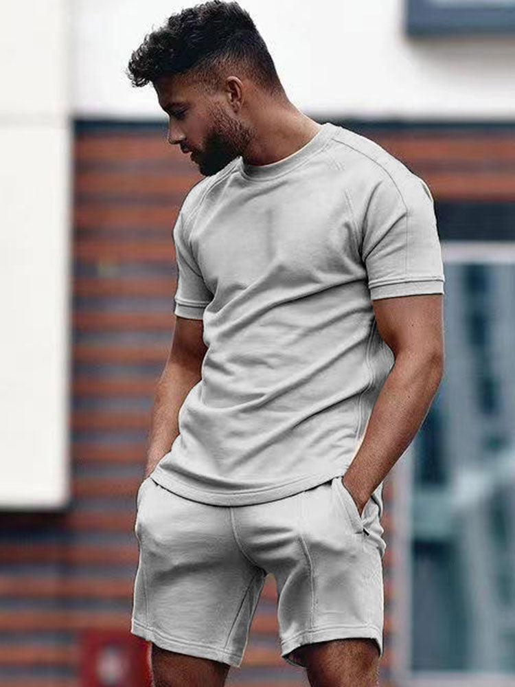 Men's Knit Loungewear Set with Drawstring Shorts