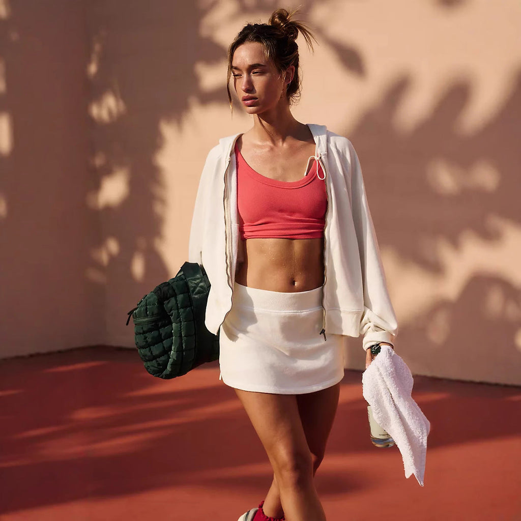 Women's Knit Hoodie Set with Mini Skirt