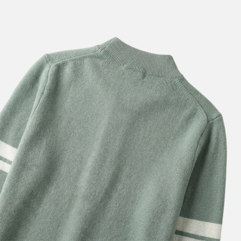Men's Knit Casual Cardigan with Contrast Sleeve Stripes