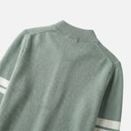 Men's Knit Casual Cardigan with Contrast Sleeve Stripes