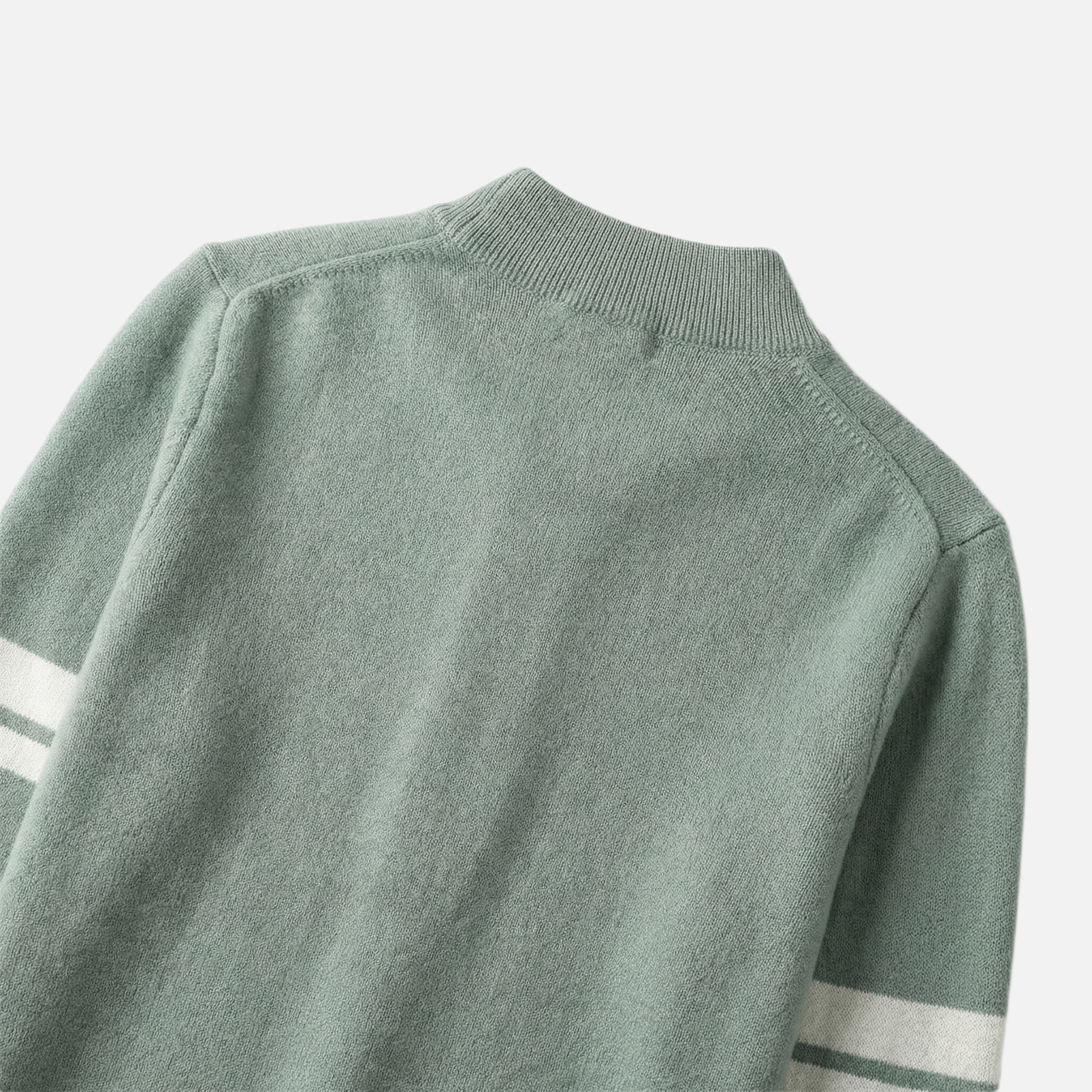 Men's Knit Casual Cardigan with Contrast Sleeve Stripes