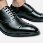 Men's Lace-Up Brogue Formal Shoes with Perforated Toe Cap
