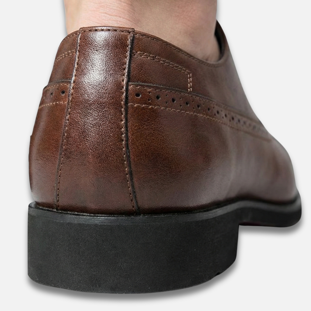 Men's Lace-Up Brogue Formal Shoes with Perforated Toe Cap