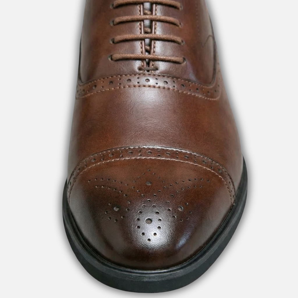 Men's Lace-Up Brogue Formal Shoes with Perforated Toe Cap