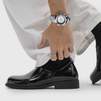 Men's Glossy Business Loafers with Low Block Heel