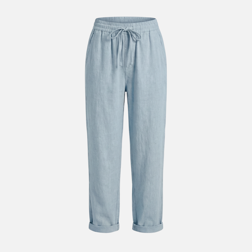 Women's Relaxed Linen Pants with Drawstring Waist